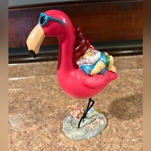 Flamingo Bird Figurine with Gnome